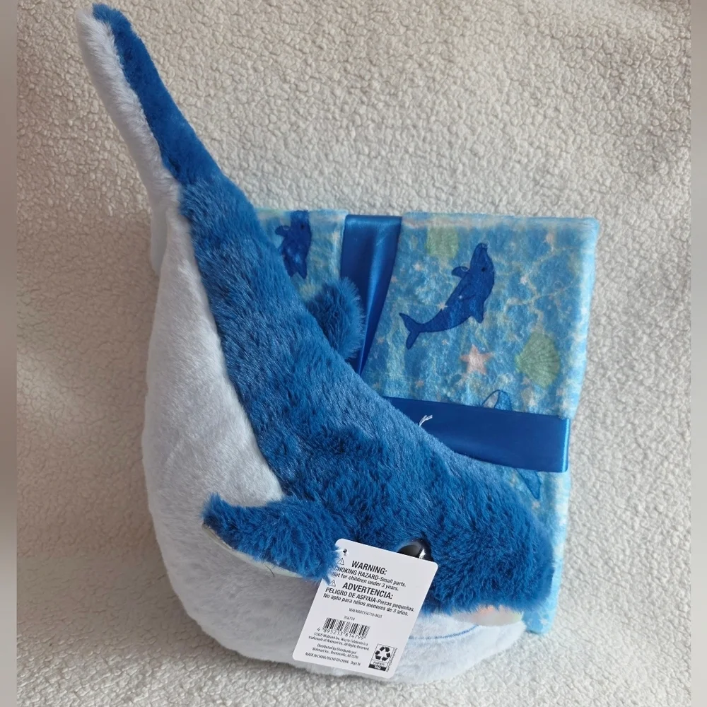 Whale Plush with Blanket Gift Set, Blue, 35